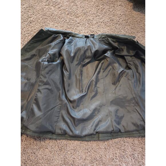 Cami 100% leather quilted lined jacket green button front 14W - Picture 5 of 6